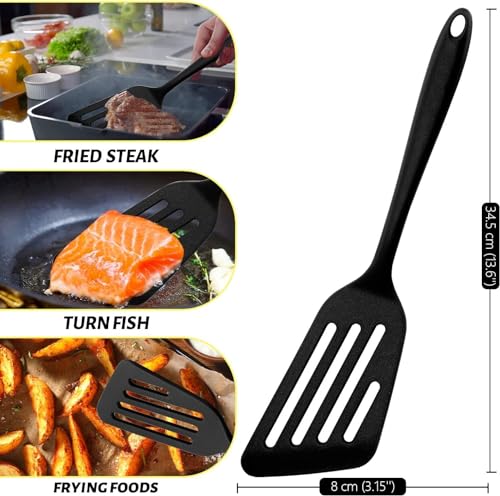 Image of Silicone Spatula - Nonstick, Heat Resistant Cooking & Baking Flipper for Pancakes, Omelettes, Pizza, Steak, Dosa - Ideal for Griddle Pans, Cookware and Fish Turner (Fish Spatula)