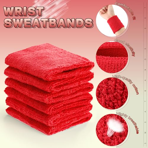 Image of 60 Pcs Wristband Bulk Sweatbands Neon 80s Sports Tennis Wristband Thick Cotton Gymnastics Adult Sweat Band Absorbent Sweatband for Men Women Party Supply Basketball Football 30 Pair