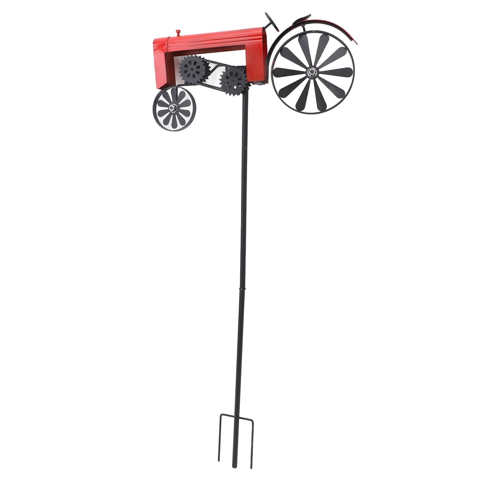 Molinillo de viento para tractor con estacas, molinete para decoración de jardín, dispositivos de pájaros, disuasorio para asustar a los pájaros lejos del patio, granja, estaca de metal al aire libre,