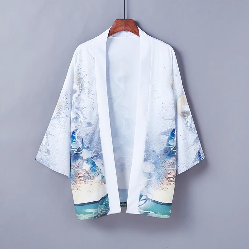 Image of LAI MENG FIVE CATS Women's Floral Print Loose Blouse Japanese Kimono Tops | Puff Sleeve,Cover up Top,Casual Cute Tops,Summer Cardigans 2026