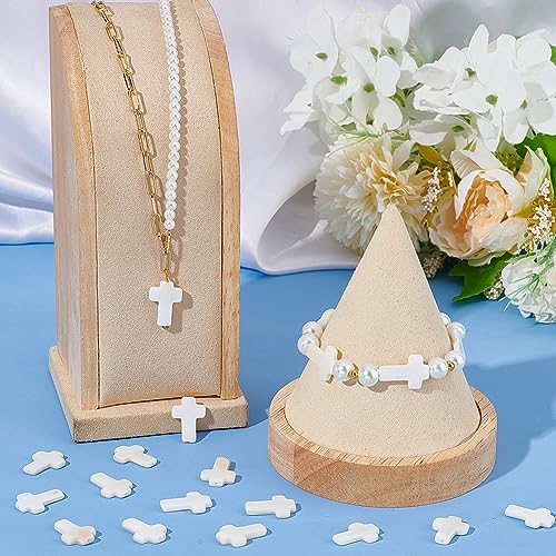SUNNYCLUE 1 Box About 46Pcs Cross Beads Mini Cross Charms Natural Sea Shell Cross Bead Small White Crucifix Beads Bulk Tiny Crosses Loose Spacer Beads for Jewellery Making Beading Kits DIY Supplies - Image 4