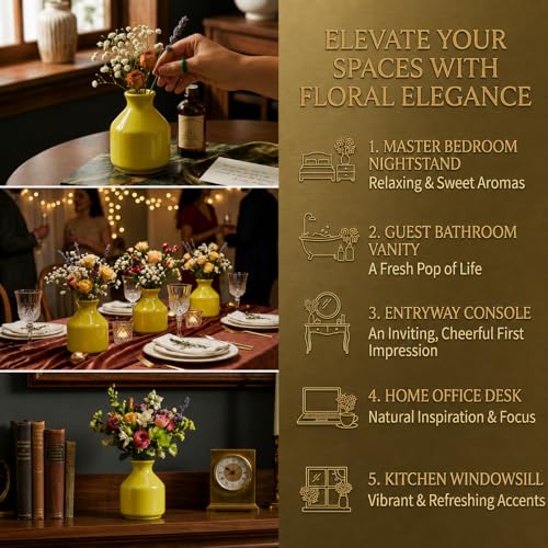 Image of Pure Source India Elegant Ceramic Reed Diffuser Pot - Decorative Aroma Diffuser Vase for Living Rooms, bedrooms, bathrooms, Offices, and entryways