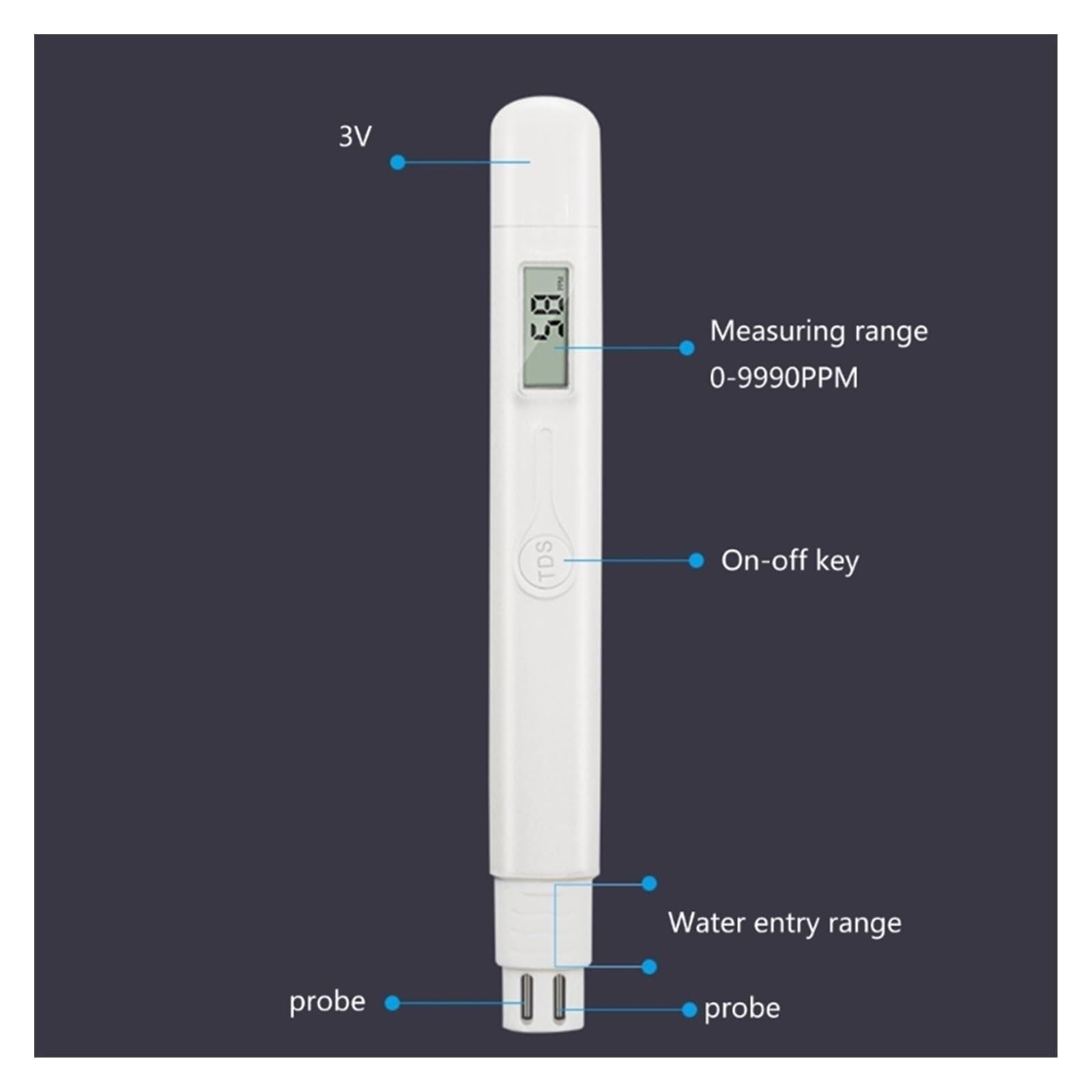 Misuratore TDS, 3 Pz Misuratore TDS, Penna Tester Ad Alta Precisione Filtro Digitale per La qualità 'Acqua 0-9990 Ppm Test di Purezza Potabile Dropshipping,per Acqua Potabile