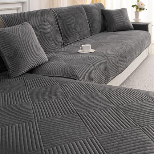 QHAIYYBF Samt Sofabezug Ecksofa l Form Sofa Überzug Couchbezug Sofa/Couch Wurfdecke Eckcouch 1 2 3 4 Sitzer Sofaschutz Sofaüberwurfe Sofaschoner Sofabezüge rutschfest Hund Katze für Wohnzimmer