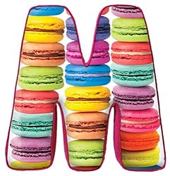 iscream Lettermania M Initial 16" Macaron Print Fleece Back Microbead