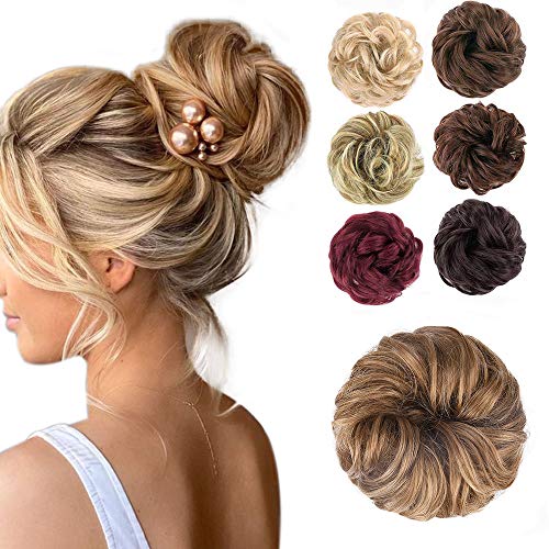 Messy Bun Hair Piece Scrunchy Hair Extensions Tousled Updo Ponytail With Synthetic Hair Elastic Rubber Band Accessories Dark Blonde