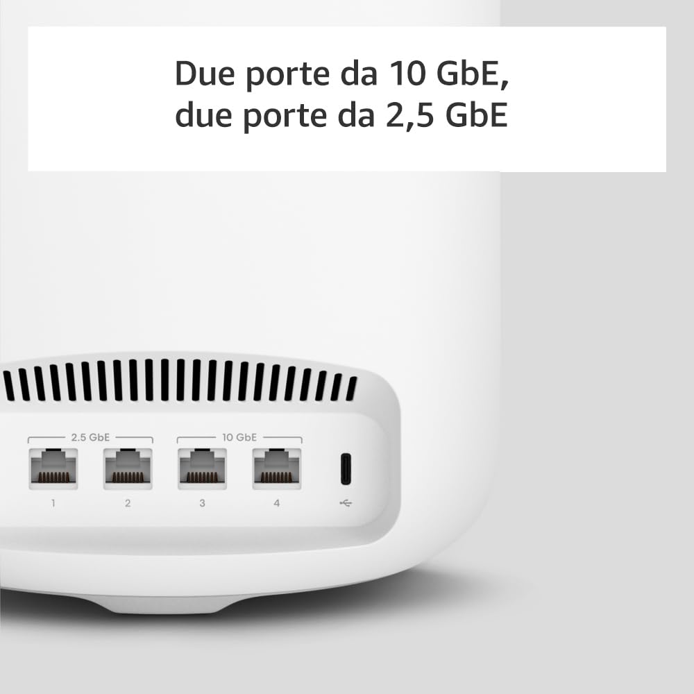 Router wi-fi mesh Amazon eero Max 7 | Ethernet 10 Gbps | Copertura fino a 230 m² | Connette più di 250 dispositivi | Ideale per il gaming | Confezione da 1 | Ultima generazione