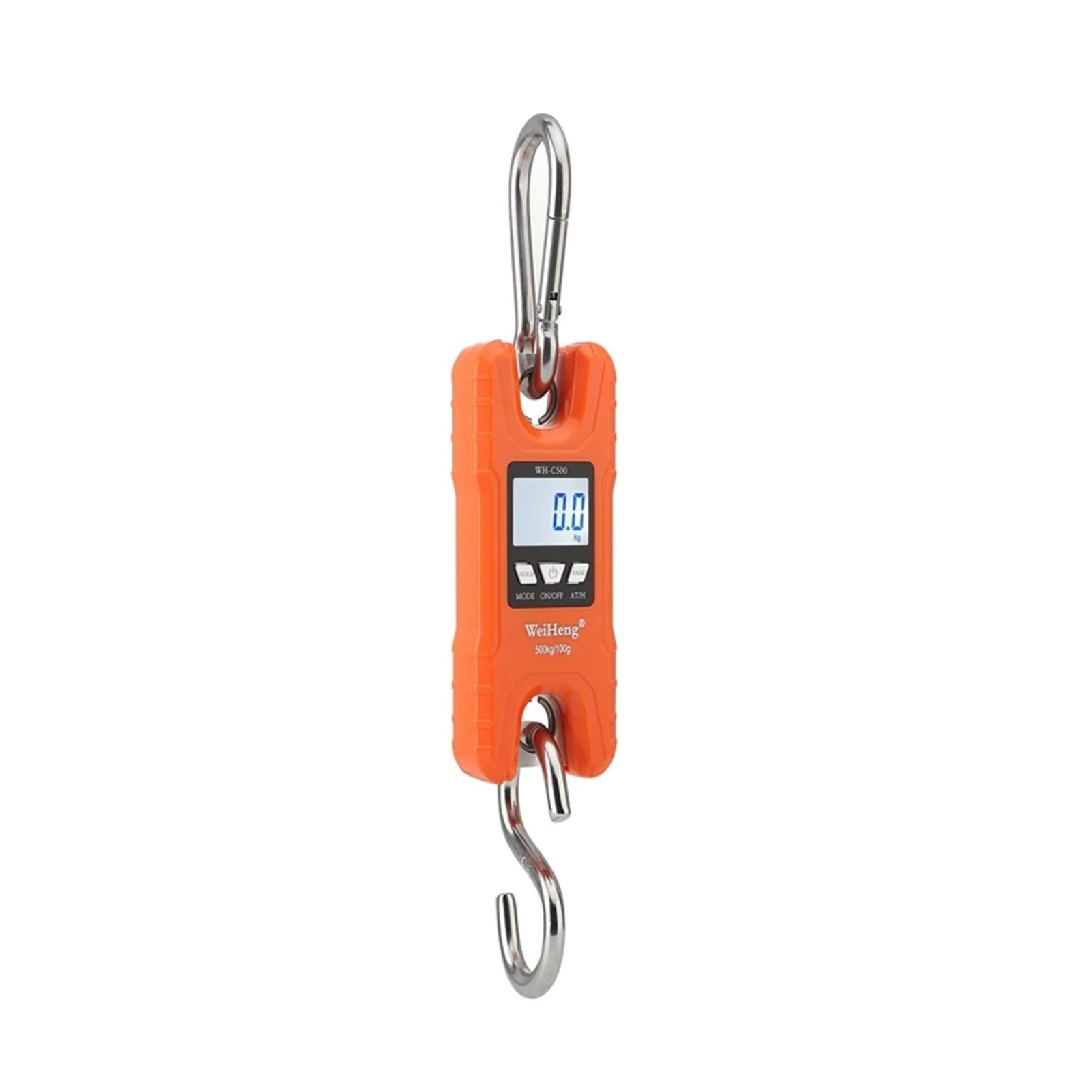 Bilancia for gru portatile digitale da 500 kg/100 g, in acciaio inox, con gancio, for bestiame, anello di pesatura, LCD retroilluminato(Orange)