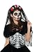 Women's Day Of The Dead Headdress Costume - Skull Mantilla