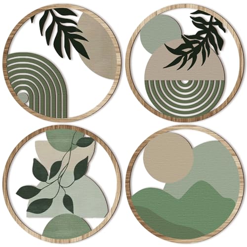 Art mural géométrique bois de qualité supérieure Qunclay Décoration bohème minimaliste 4 pièces