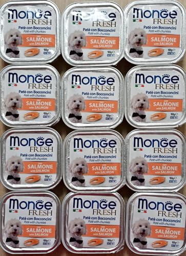 MONGE UMIDO PER CANI FRESH SALMONE 12 VASCHETTE DA 100GR