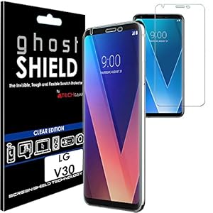 TECHGEAR Screen Protector to fit LG V30 [ghostSHIELD Edition] Genuine Reinforced Flexible TPU Screen Protector Guard Covers with Full Screen Coverage inc Curved Screen