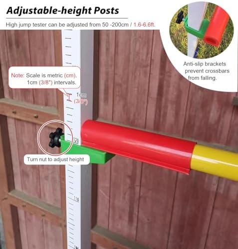 Lightweight Track and Field High Jump Standards, 6.6ft Training High Jump Cross Bars Fiberglass, Metal Jumping Training Equipment