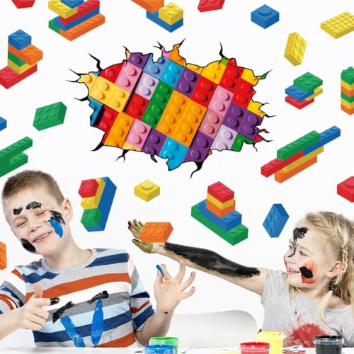 SUPERDANT Stickers Muraux en Forme de Blocs de Construction Autocollant Mural Stikers Murals en Forme de Blocs Autocollants Artistiques pour Salon Décoration...