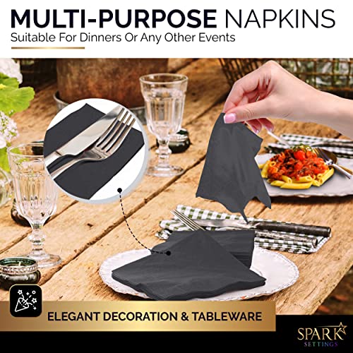 Amcrate Big Party Pack 40 Count Black Dinner Napkins Tableware- Ideal For Wedding, Party, Birthday, Dinner, Lunch, Cocktails. (7” X 7”) #TOP3