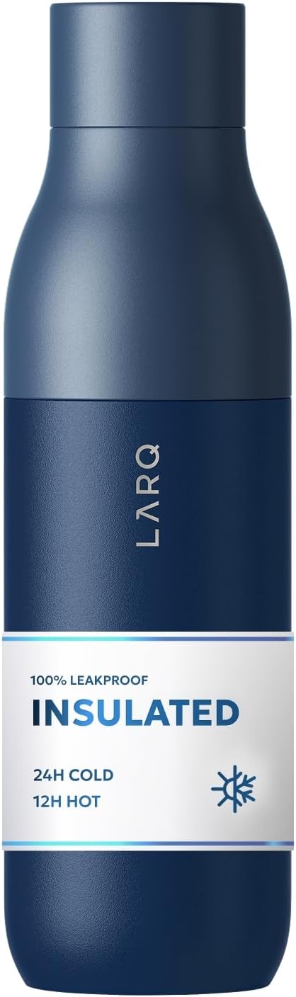 LARQ Bottle Twist Top 25 oz - Insulated Stainless Steel Water Bottle | BPA Free | Reusable Water Bottle for Camping, Office, and Travel | Keep Drinks Cold and Hot, Monaco Blue