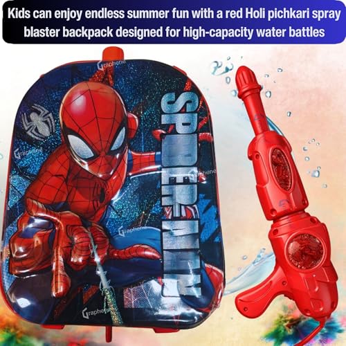 Image of GRAPHENE Red 5.8L Holi Pichkari Water Gun for Kids Backpack Holding Water Tank Pichkari with 100 Water Balloon High Pressure Squirt Spray Longthrow Water Pistol Gun for Boy Girl Summer Fun Pool Party