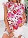 PRETTYGARDEN Women's Ruffle Short Sleeve Summer Tops 2026 Spring Trendy Floral Trim Neck Casual Dressy Chiffon Boho Blouses Cami Shirts (White Red Flower,L)