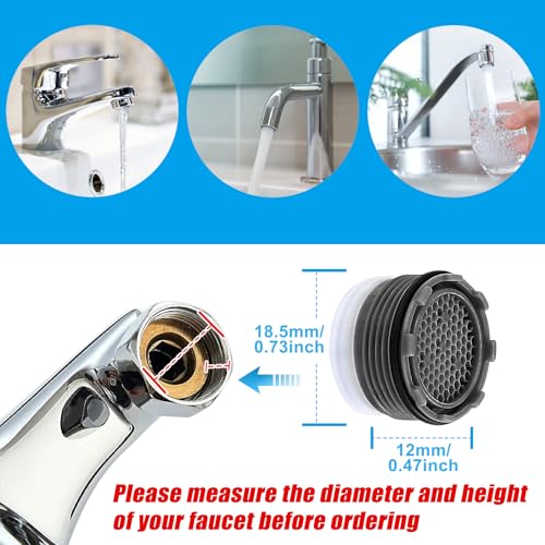 28 pcs Faucet Aerators with 5 Pcs Faucet Aerator Key Aerators Replacement Inserts for Sink M16.5 18.5 21.5 24 mm for Bathroom or Kitchen - Thumbnail 4