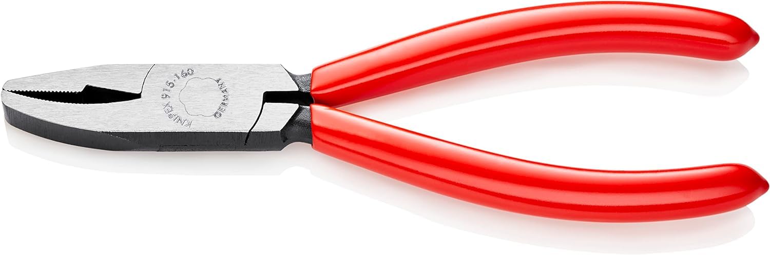 KNIPEX Pinza per Vetrai - con Becchi Curvati Bonderizzata Nera, Rivestiti in Resina Sintetica 160 Mm 91 51 160