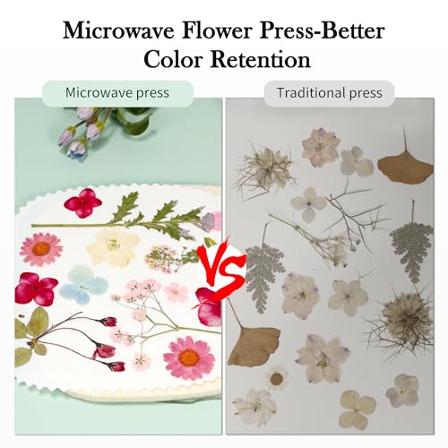 Aboofx Mikrowellen Blumenpresse Set,16 x 16 cm Schnelltrocknend Mikrowellen Blumenpress mit Waschbares Tuch,Hochzeitsstrauß Konservierung,ldeal fur DlY Pflanzenpressen,Blumen,Herbarium,Bastelprojekte