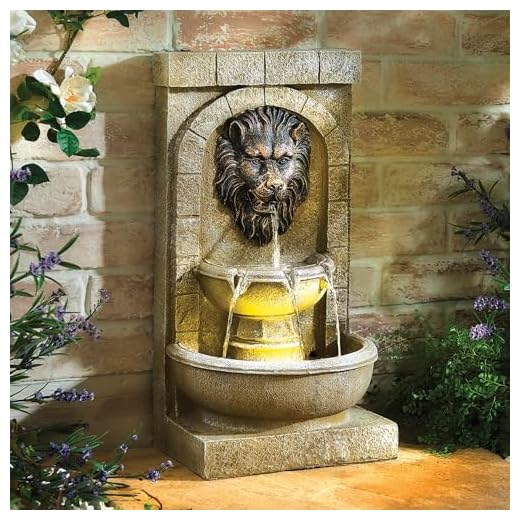 Coopers of Stortford - Solar Lion’s Head Water Feature Garden Outdoors