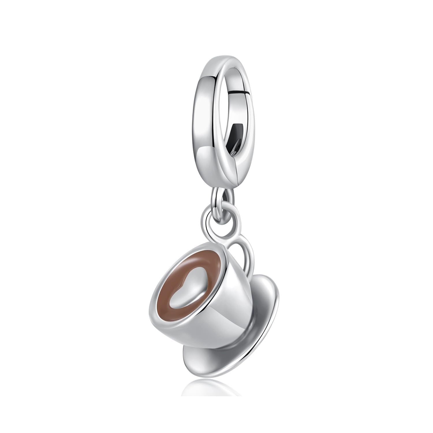 Amore cuore tazza da caffè ciondolo charm argento sterling 925 perla adatta per bracciale Pandora e collana da donna