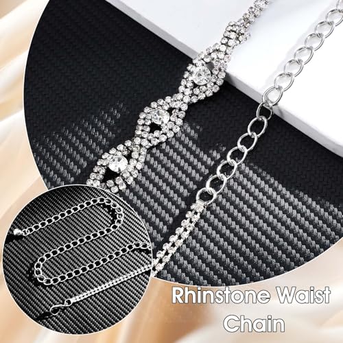 Rhinestone Belts for Women, Sparkly Silver Chain Belt, Fashion Chain Belt, Thin Belts, Large Size Beltss for Women Glitter Crystal Chains Beltss for Dresses3