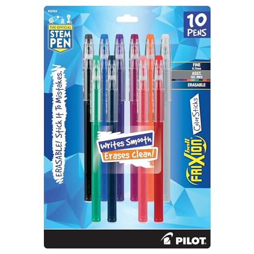 Pilot Frixion ColorSticks Erasable Gel Ink Pens, Fine Point (0.7mm), Assorted, 10 Count (32454)