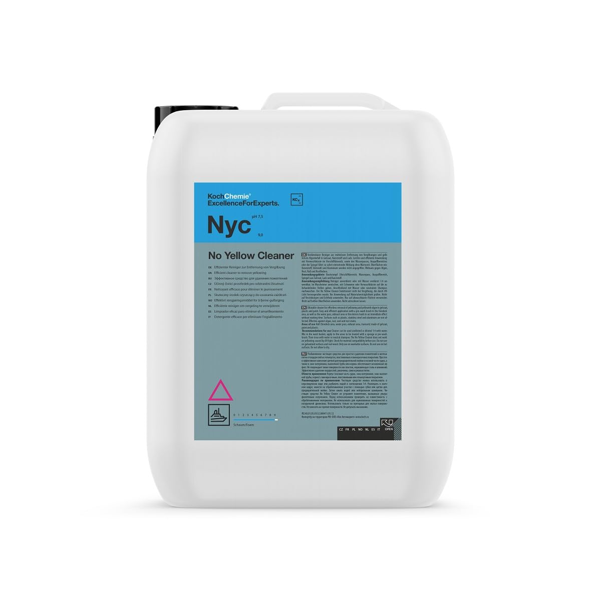 wortek Koch Chemie No Yellow Cleaner 10 l NYC wraz z rękawicą do mycia z mikrofibry Anti Gilb GFK środek czyszczący żelcoat środek do usuwania żółknięcia