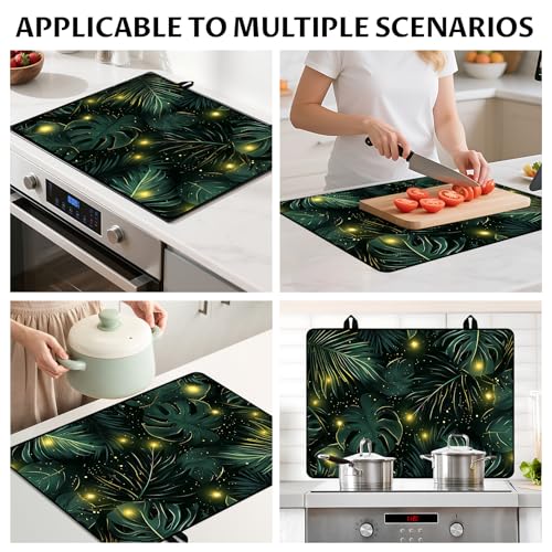 Image of BVBOX Stove Top Cover for Electric Stove, 28 inch x 20 inch Glass Cooktop Protector Mat with Hanging Loops, Anti-Scratch Non-Slip Dish Drying Mat, Washable Countertop Pad