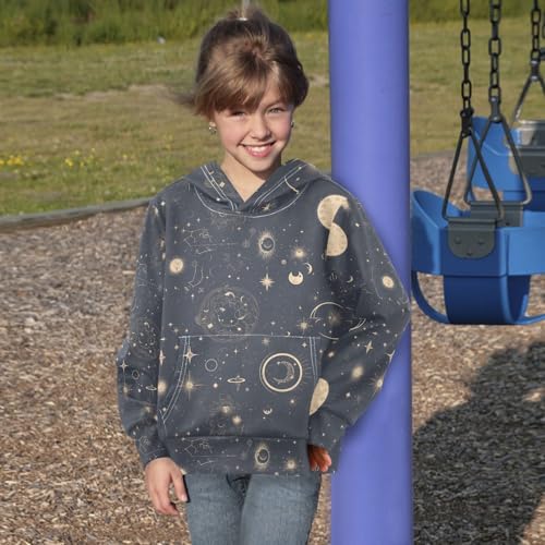 KLL Mandala Moon Sun Zodiac Boys Girls Sweatshirts Crewneck Pullover Hoodie with Kangaroo Pocket4