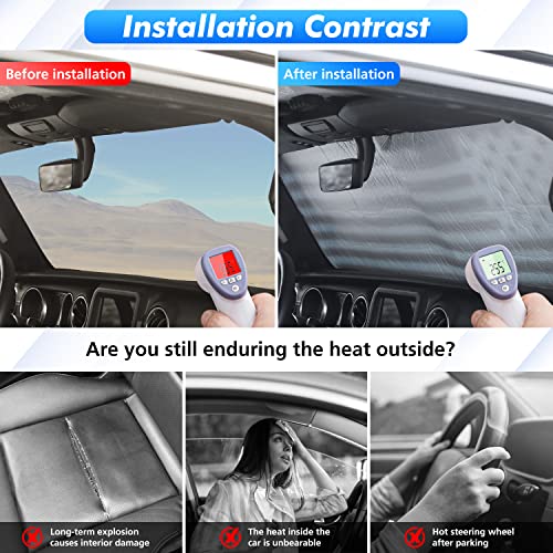 Jimen Compatible With 2018-2023 Jeep Wrangler Jl Jlu Gladiator Jt, American Usa Flag Car Windshield Sun Shade Window Sun Visor #TOP5