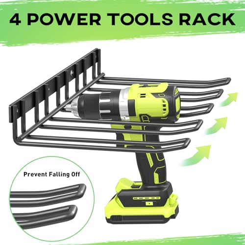 WELDUN Werkzeugspeicher Wandhalterung Werkzeugregal 4 Steckplätze Elektrowerkzeug Organizer für Garage Werkzeugraum, Werkzeugaufbewahrung