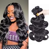 Body Wave Bundles Human Hair 8 10 12 14 Inch Human Hair Bundle 100% Unprocessed Brazilian Virgin Hair 4 Bundles Human Hair Extensions for Black Women Natural Color
