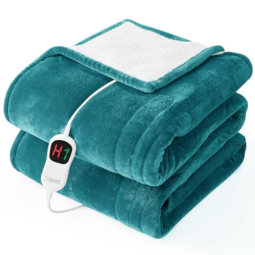 Image of Homemate Electric Heated Blanket Full - 72 inchx84 inch Heating Bed Blankets Throw with 10 Heating Levels 8 Hours Auto Off Fast Heating Over-Heated Protection Ultra Soft Warm Flannel ETL Certified