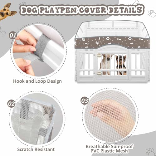 Image of 2 Pack Dog Playpens Cover and Bottom Mat Fits 4 Panels, Grey | for 36 Inch Pet Playpen, Dog Crate Cover Puppy Exercise Pad, Reusable Washable, Hook and Loop Design, Playpen Not Included