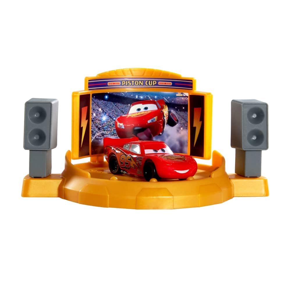 Mattel CARS - Pista di Lancio Piston Cup, set lungo 50+ cm con salti, acrobazie e 2 modalità di gioco, veicolo di Saetta McQueen incluso, giocattolo per bambini, 4+ anni, JDJ02