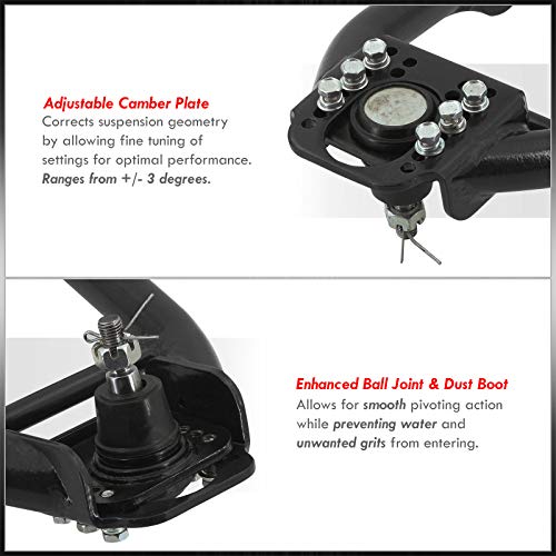 Ajp Distributors 2Pcs Jdm Front Upper Adjustable Tubular Steel Control Arm Camber Kit Black Compatible/Replacement For Civic Ej6 Ej7 Ej8 Em1 Ek1 Ek2 Ek3 Ek4 Ek9 1996 1997 1998 1999 2000 96 97 98 99 00 #TOP2