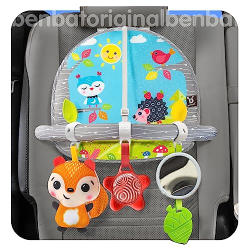 Image of BENBAT Car Seat Toys for Babies - Double Sided Rear Facing Carseat Toy with Baby Mirror for Infants Girls and Boys 0+ Month Blue