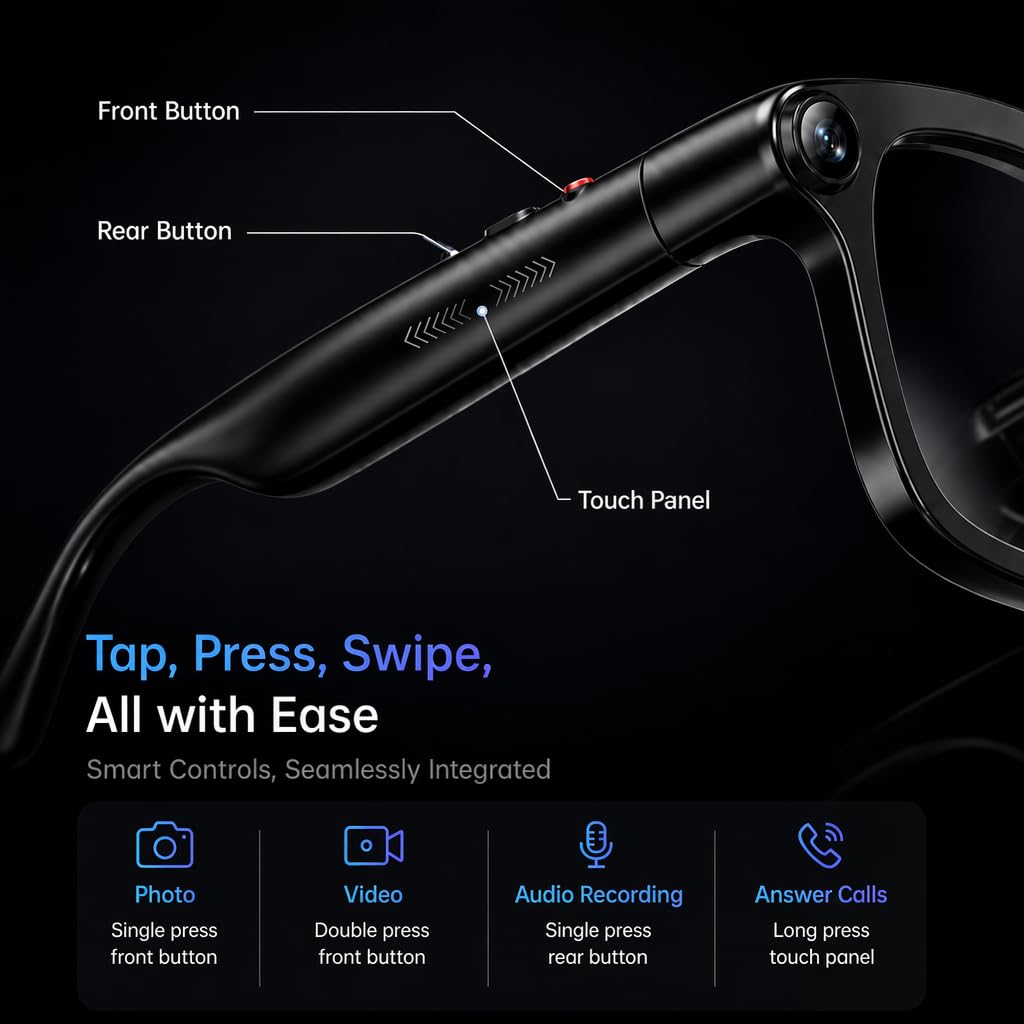AI Smart Glasses with Camera Video Recording Lunettes de soleil