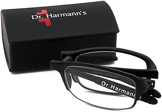 Dr Harmanns-Slim2 Reading Glasses TR90 Foldable Slim Reading Eyeglasses with pocket size cover | Power +2.75 Black colour