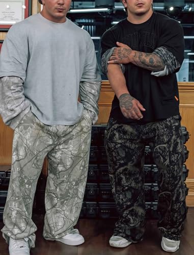 Mens Wide Leg Sweatpants Print Gym Baggy Joggers Sports Graphic Streetwear Loose Lightweight Trousers Pants with Pockets3