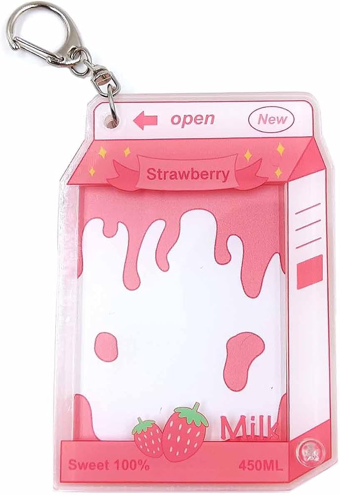 NoveltyShopFun Strawberry Milk Box Photocard Holder Display