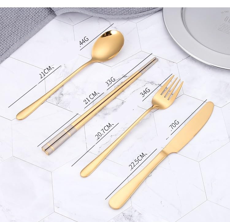 Juego De Cubiertos De Plata, 6/24/36/48/60/72 Piezas, De Acero Inoxidable 304, Portátil, con Pajita, Ideal para Viajes, Camping, Estudiantes, Cuchillo, Tenedor,Black-48 Pieces for 8