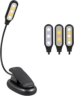 LED Book Light, PELAT 5 LEDs Reading Light, 2 Levels Color(White, Warm), 3 Levels Brightness, Clip-on Design, Designed for Night Reading, Bed Readers Light, Power supply can use the USB interface or Battery(Non-rechargeable)