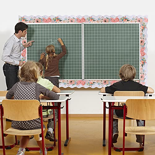 82Ft Watercolour Floral Die-Cut Bulletin Board Border Flowers Classroom Bulletin Decor For Wall Decals, Desks, Windows, Doors, Lockers, Schools, Classrooms, Homes, School & Offices, Photo Border #TOP6
