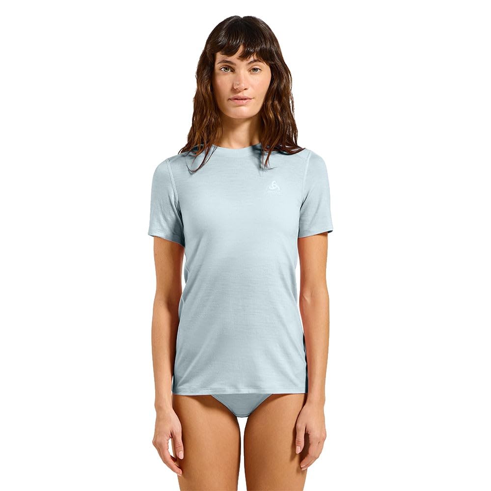 Odlo Donna Merino 160 Bl Crew Neck Maglietta, Baby Blue, S