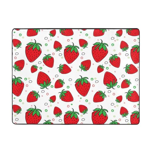 滑り止め付カーペット いちご 絨毯 フロアマット 洗えるじゅうたん 長方形 防音 床暖房 ホットカーペット対応 人気 おしゃれ ふわふわ肌触り 折り畳み オールシーズン 家庭用 オフィス用