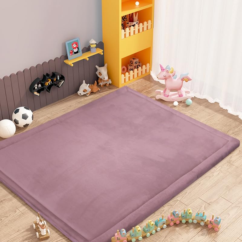 Dmkjdzsw Coral Velvet MatArea Rugs,Yoga Mat Exercise Pads,children'sLarge Foldable Play Mat, Extra Soft Activity Floor Mat Playroom Bedroom-D-150 * 180cm